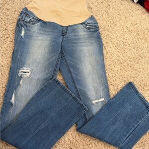 Blue Distressed Women's Maternity Jeans